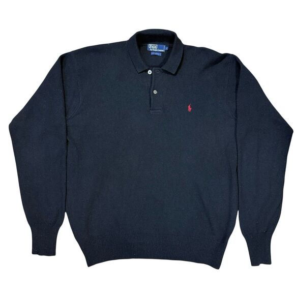 LOT OF 2 Vtg Polo Ralph Lauren 100% Lambswool Sweater Sz Large Green & Black 90s - Picture 3 of 13